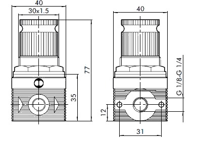 Dimensiones reguladores de presión serie bit Metal Work